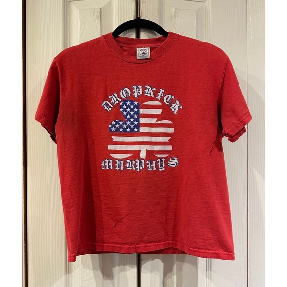 RARE Vtg Dropkick Murphys Try Burning This One USA Flag Irish Clover Band Tshirt - Picture 10 of 12